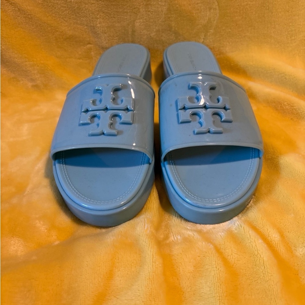 Tory Burch Light Blue Slide Sandals